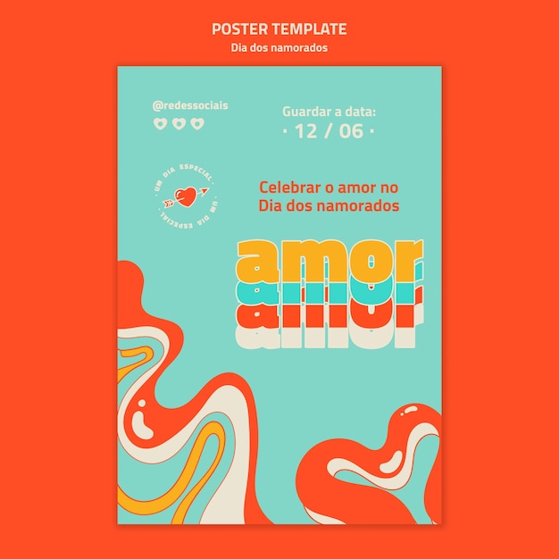 Free PSD dia dos namorados vertical poster template