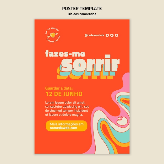 Free PSD dia dos namorados vertical poster template