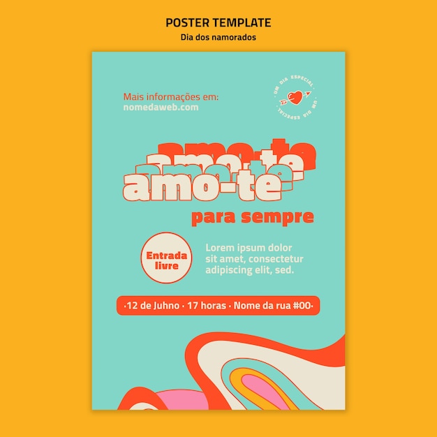 Dia dos namorados vertical poster template