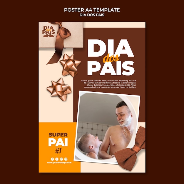 Modello di poster verticale per la celebrazione del dia dos pais