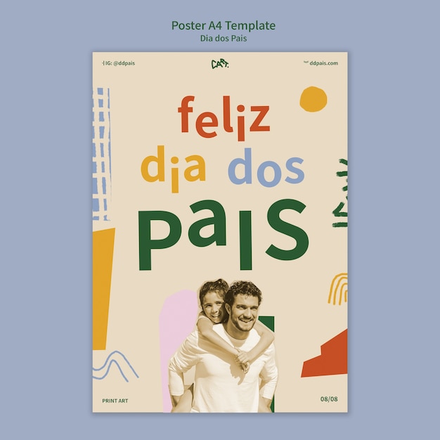 Dia dos pais vertical poster template with abstract shapes design