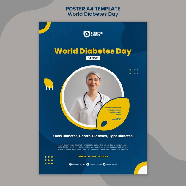 Diabetes day print template with yellow details