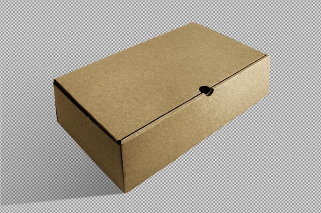 Free PSD diagonal view of shipping paper box