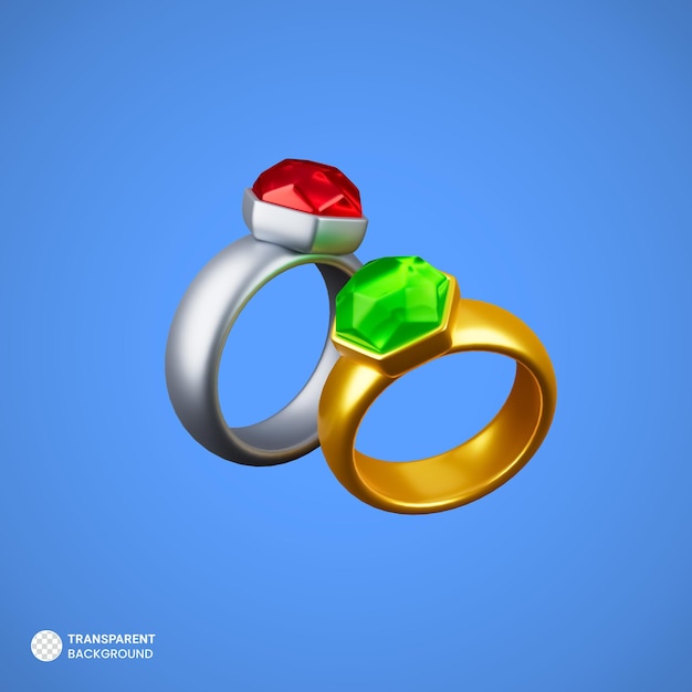 Free PSD diamond ring isolated 3d icon