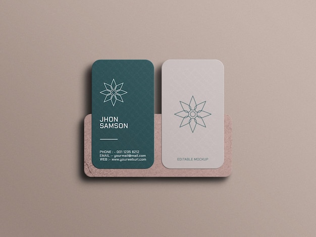 Die cut vertical business card mockup