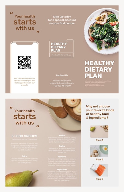 Free PSD dietary program brochure template psd