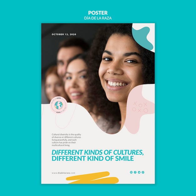 Free PSD different culture, same smile poster template