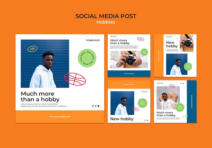 Free PSD different hobbies social media post