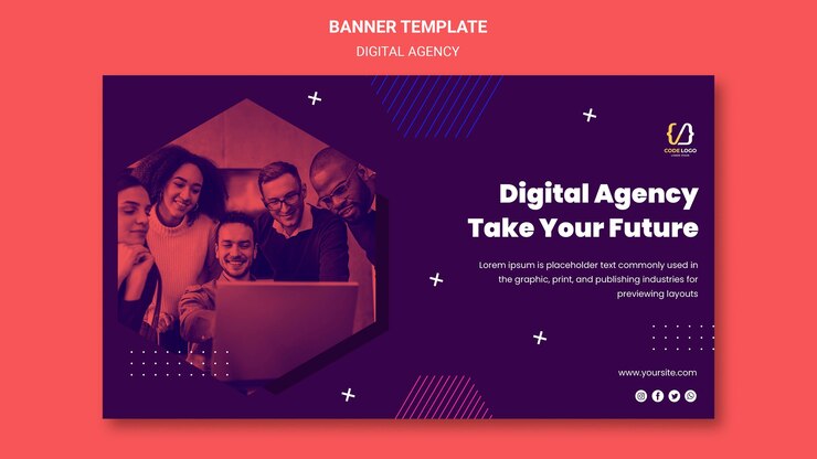 Free PSD digital agency solutions banner template