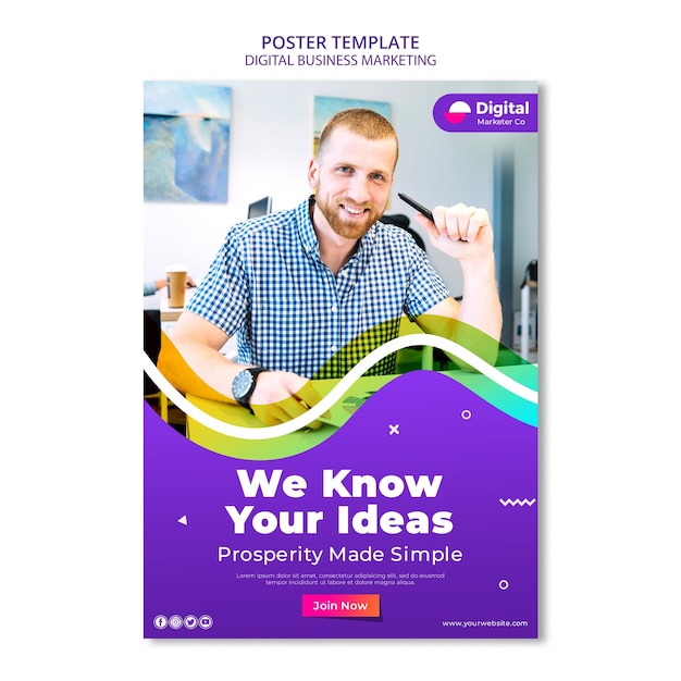 Free PSD digital business marketing poster template