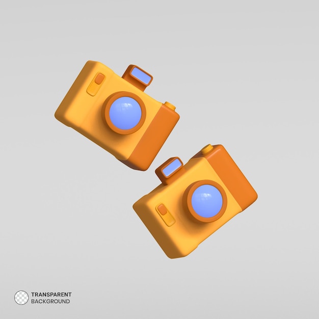 Free PSD digital camera and studio light setup icon isolated 3d render illustration