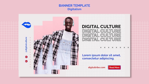 無料PSD デジタル文化と若者のデジタル主義のバナー