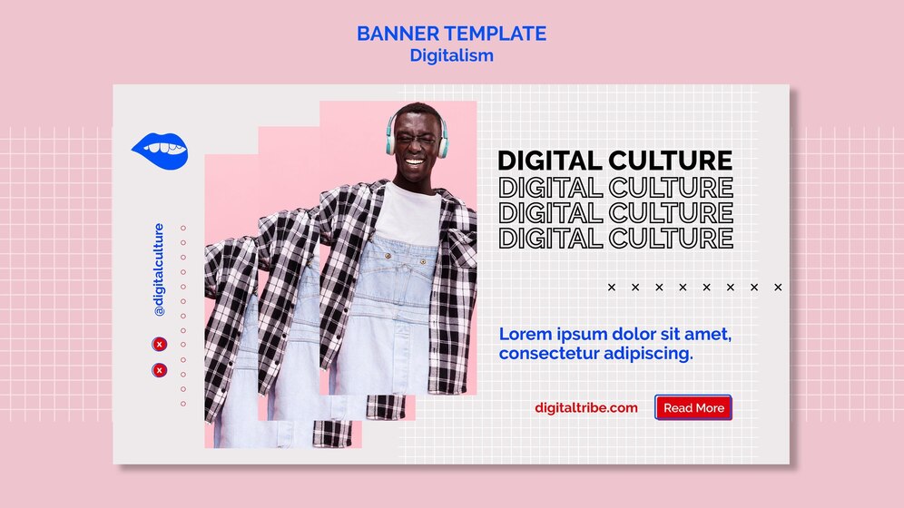 Free PSD | Digital culture and young man digitalism banner