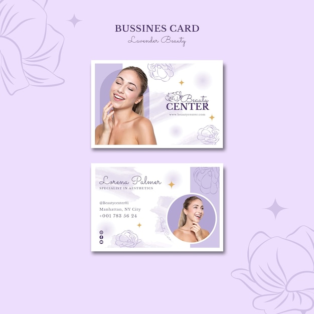 Free PSD digital lavender business card template