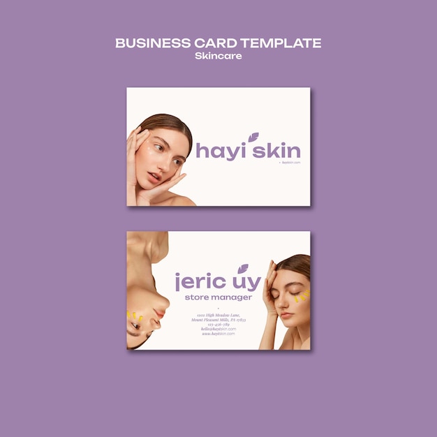 Free PSD digital lavender business card template