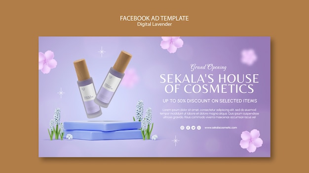 Digital Lavender Facebook Template Free PSD Download