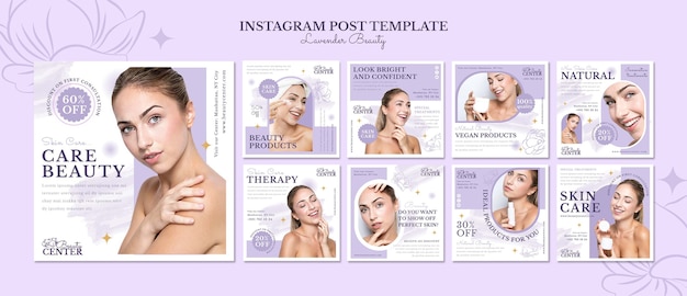 Free PSD digital lavender instagram posts