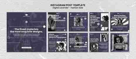 Free PSD digital lavender instagram posts