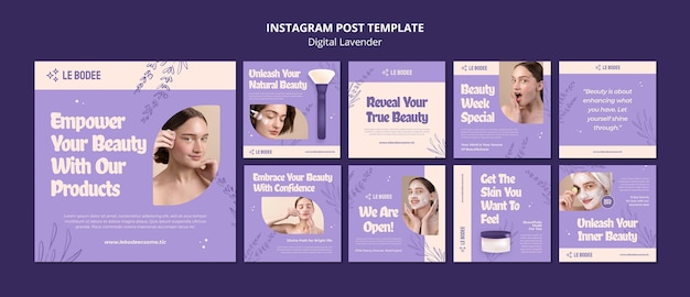 Free PSD digital lavender instagram posts