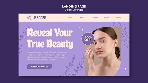 Digital lavender landing page template