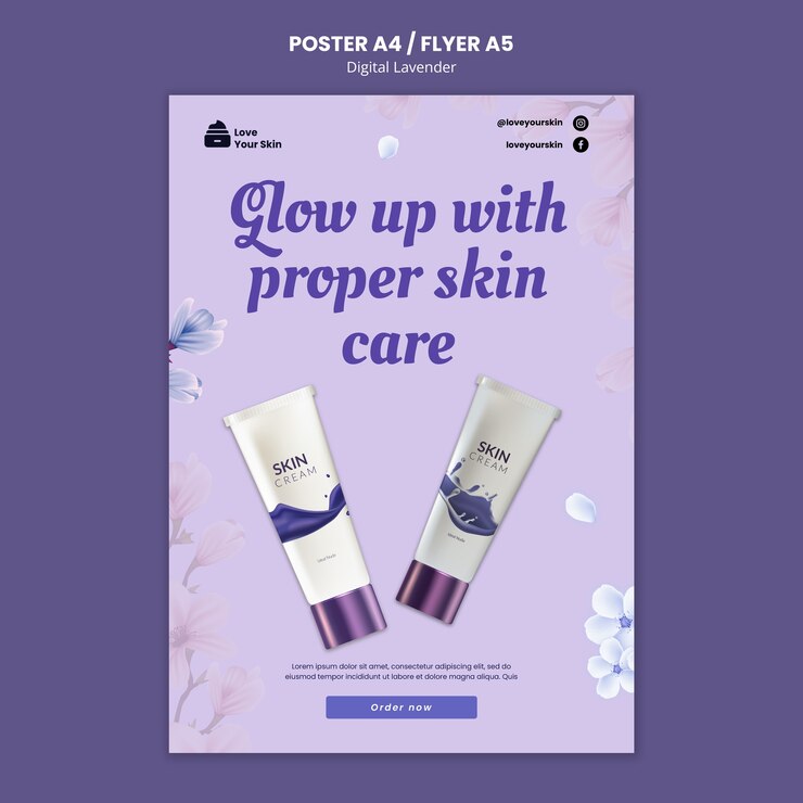 Free PSD digital lavender poster template