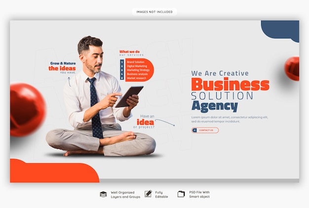 無料PSD デジタルマーケティングエージェンシーと企業のウェブバナーテンプレート