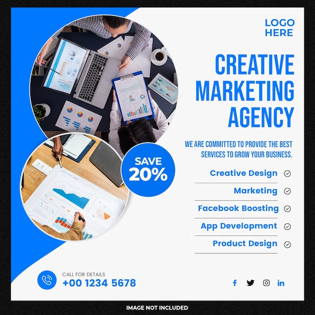 무료 PSD 디지털 마케팅 대행사 및 전문 소셜 미디어 템플릿 디자인