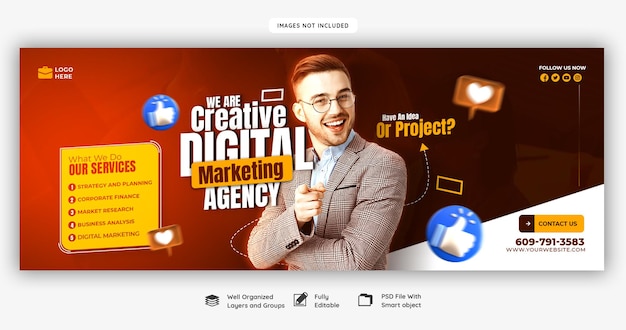 Free PSD digital marketing agency and corporate facebook cover template