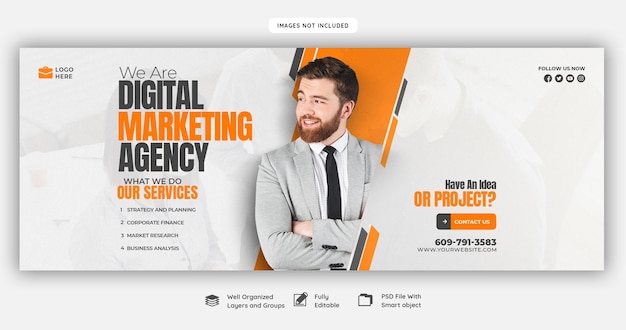 Free PSD digital marketing agency and corporate facebook cover template