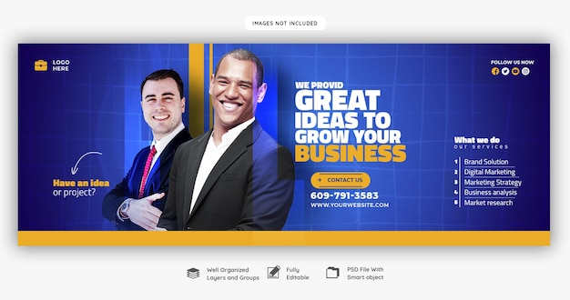 Free PSD digital marketing agency and corporate facebook cover template