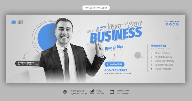 Free PSD digital marketing agency and corporate facebook cover template