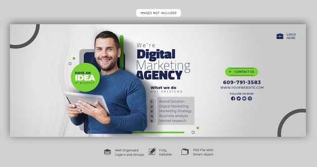 Free PSD digital marketing agency and corporate facebook cover template