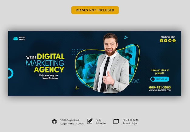 Free PSD digital marketing agency and corporate facebook cover template