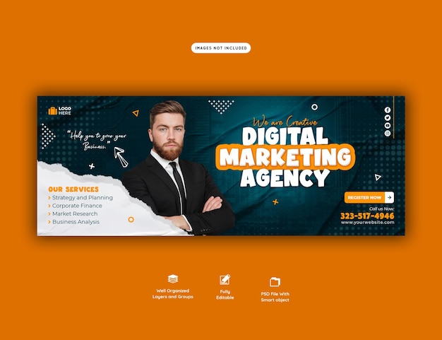 Free PSD digital marketing agency and corporate facebook cover template