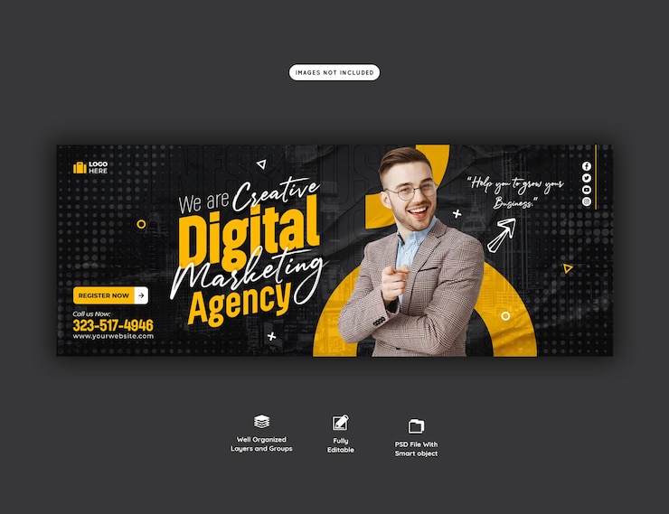 Free PSD digital marketing agency and corporate facebook cover template