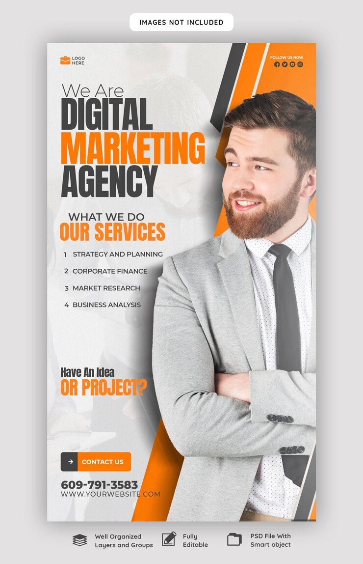 Free PSD digital marketing agency and corporate facebook and instagram story template