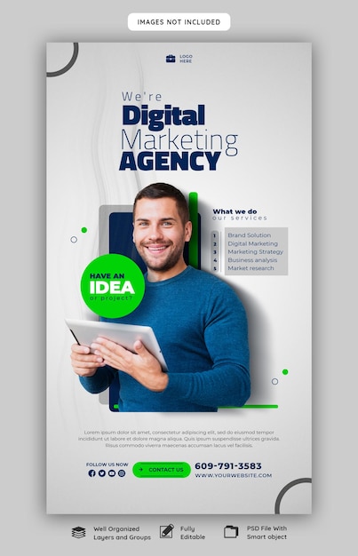 Digital marketing agency and corporate facebook and instagram story template