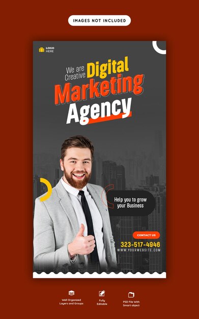 Digital marketing agency and corporate facebook and instagram story template