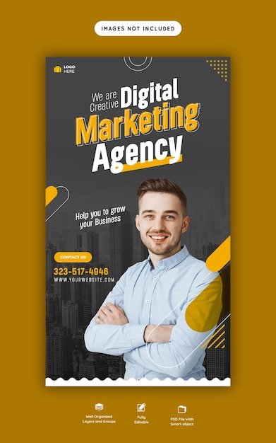 Free PSD digital marketing agency and corporate facebook and instagram story template