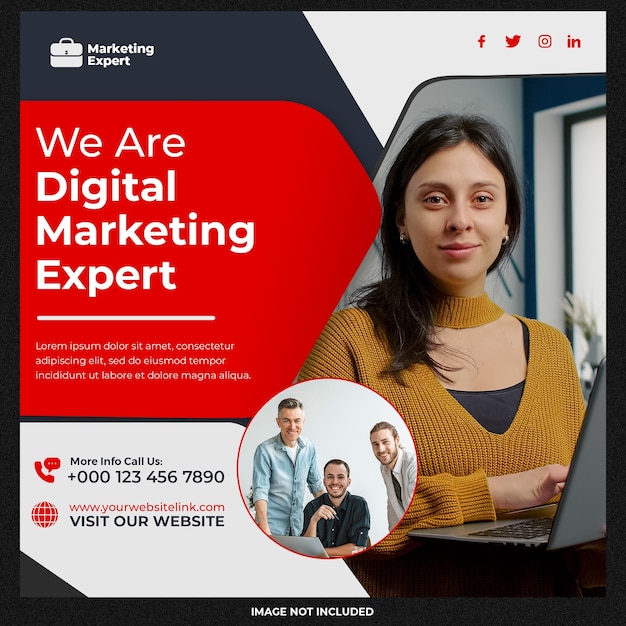 Free PSD digital marketing agency and corporate social media post or square web banner template