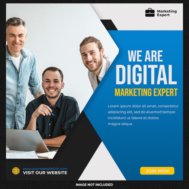 Free PSD digital marketing agency and corporate social media post or square web banner template