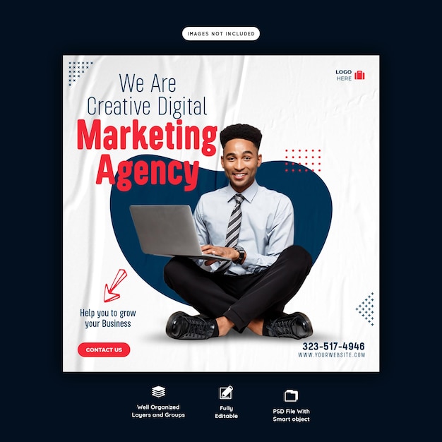 Free PSD digital marketing agency and corporate social media post template