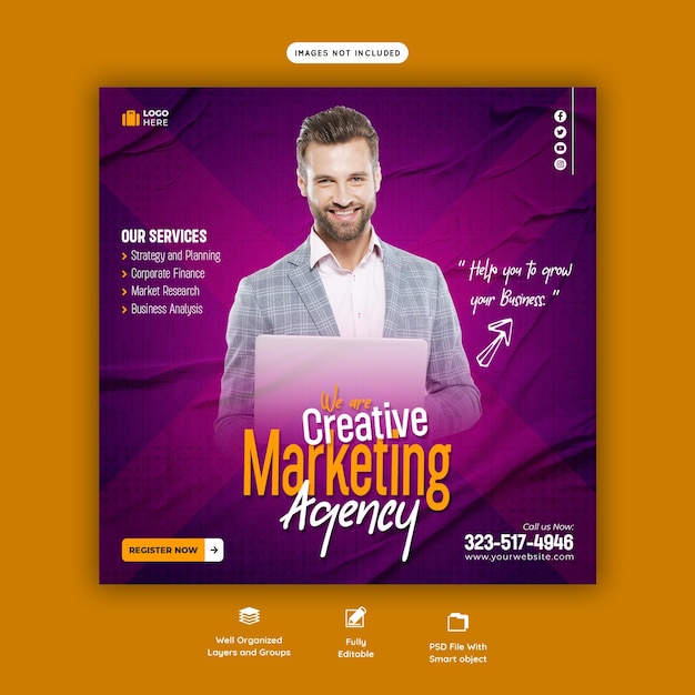 Digital marketing agency and corporate social media post template