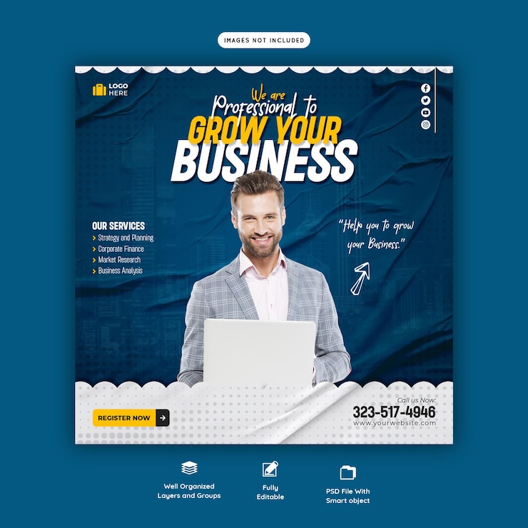 Free PSD digital marketing agency and corporate social media post template