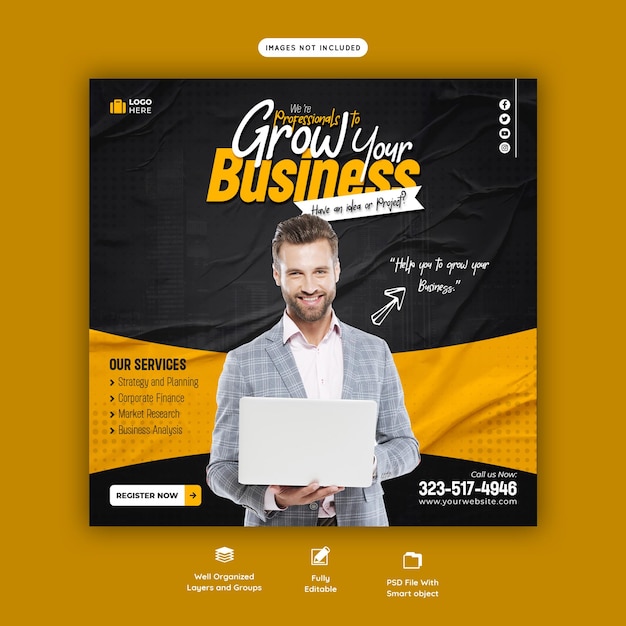 Free PSD digital marketing agency and corporate social media post template