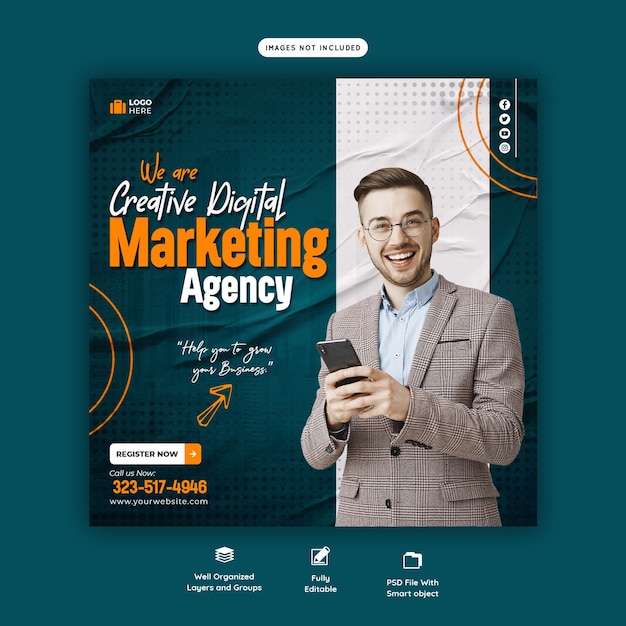 Digital marketing agency and corporate social media post template