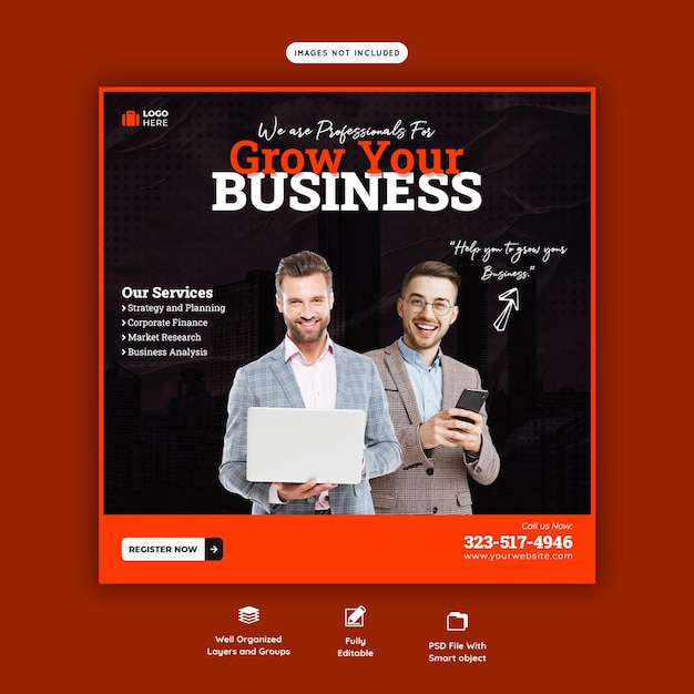 Free PSD digital marketing agency and corporate social media post template