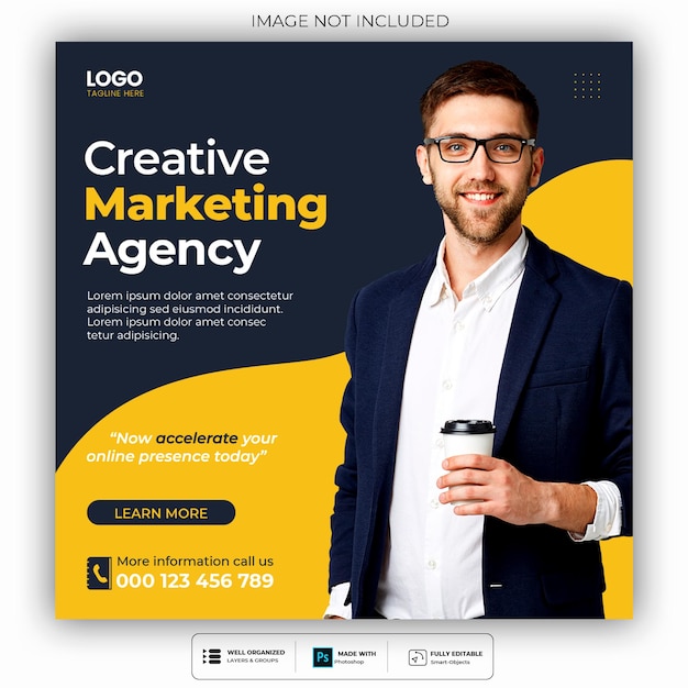 Free PSD digital marketing agency and corporate social media post template