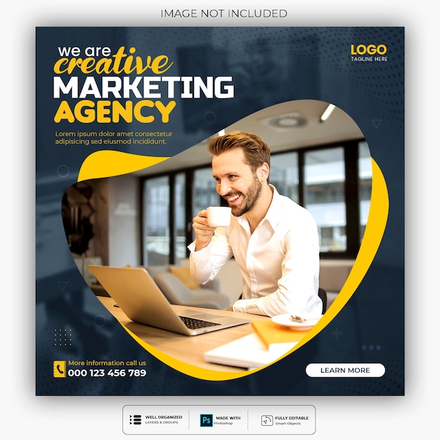 Free PSD digital marketing agency and corporate social media post template