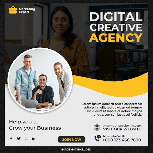 Digital Marketing Agency and Corporate Social Media Post Template – Free PSD Download